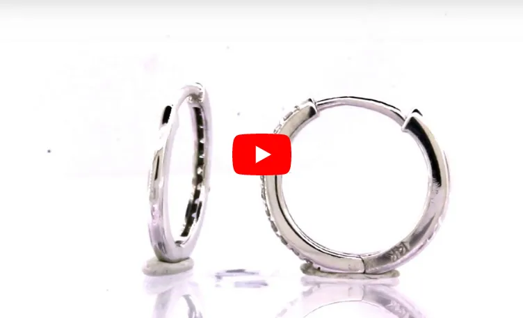 0.24 CT TW Round Diamond Hoop Earrings 14K White Gold DER011