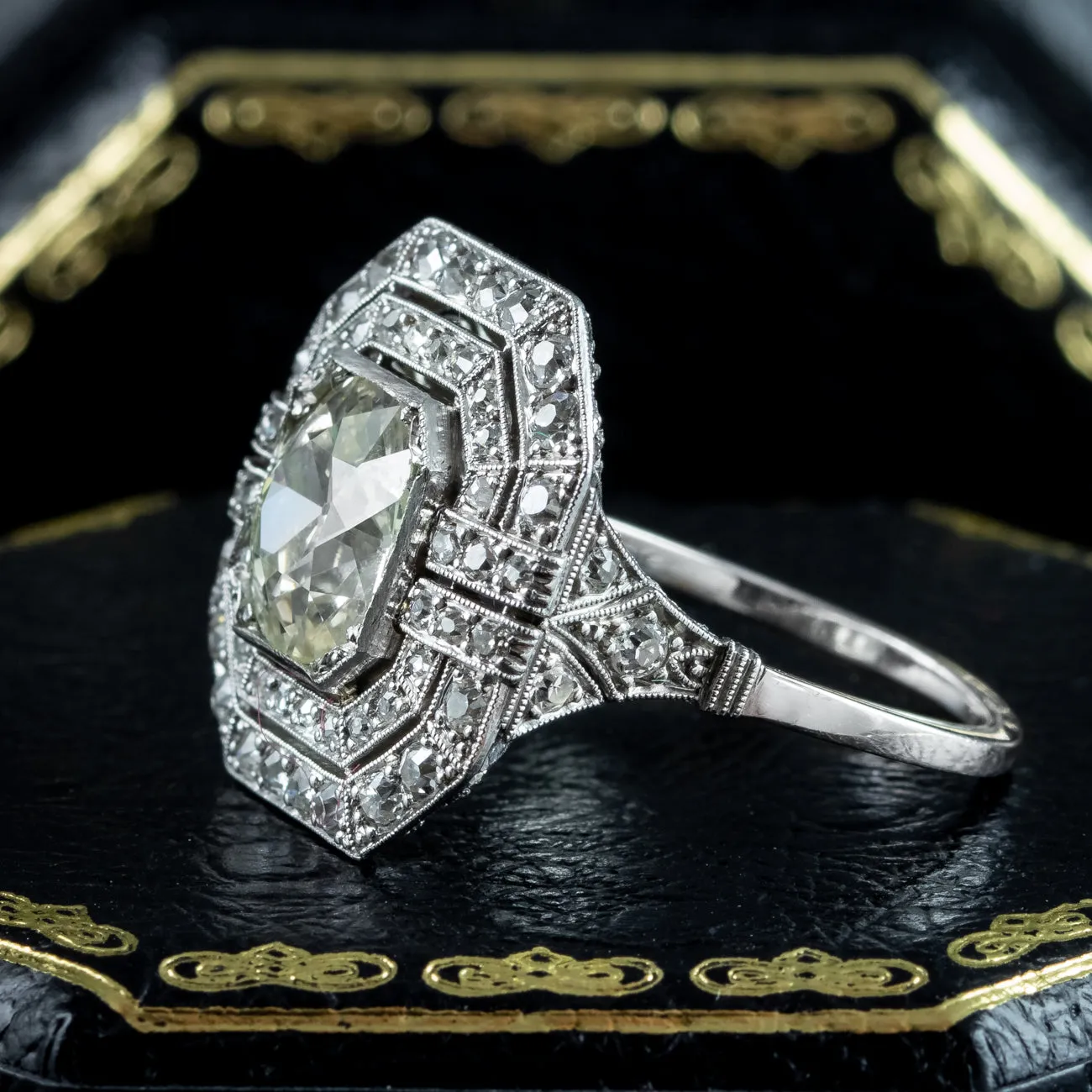 Antique Art Deco Fancy Diamond Cluster Ring 4ct Total