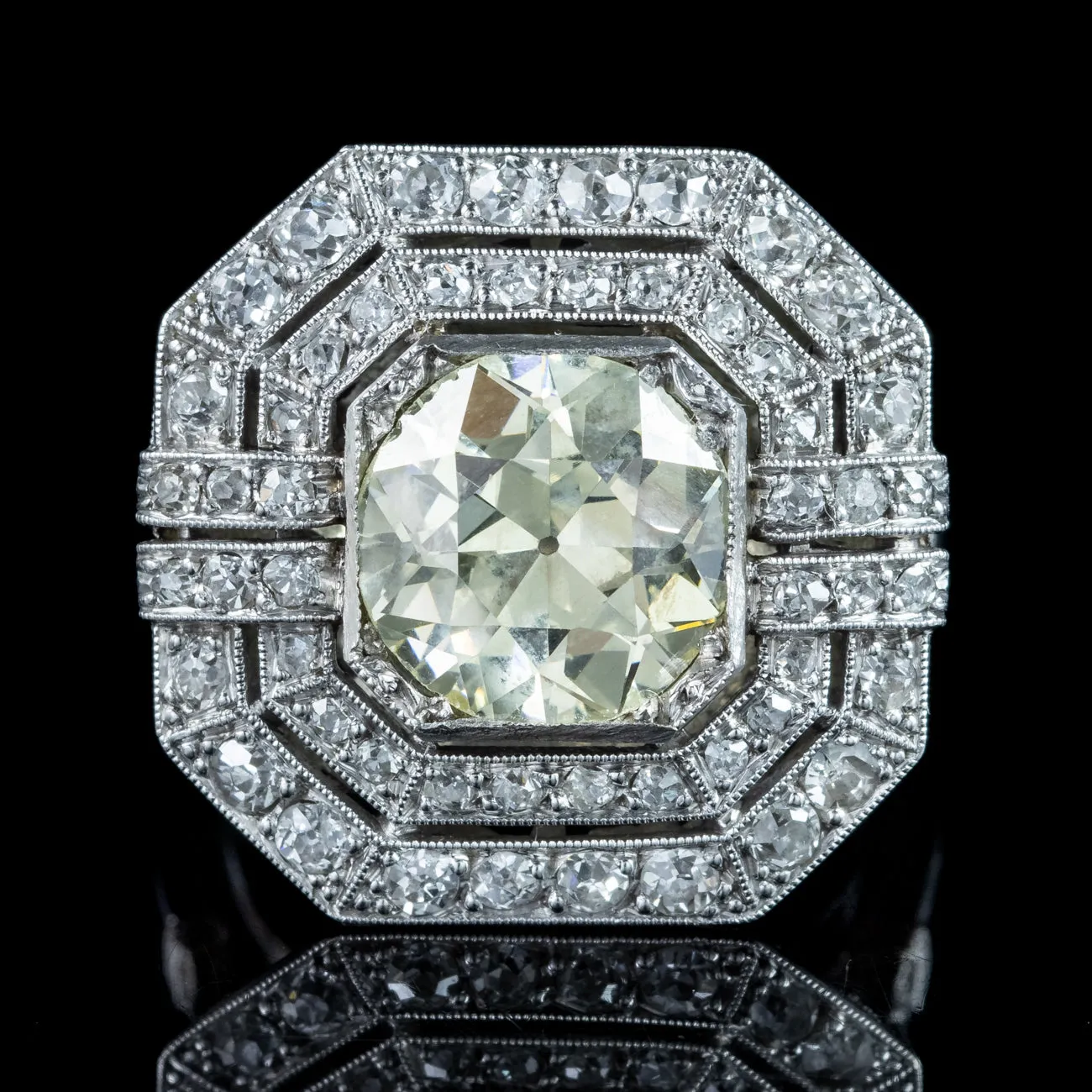 Antique Art Deco Fancy Diamond Cluster Ring 4ct Total