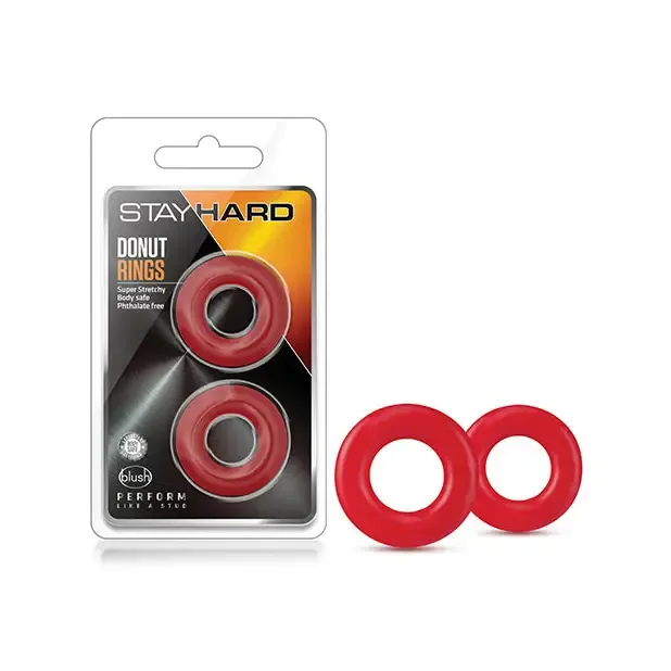 Blush Stay Hard Donut Rings Cockring 2-Pack Red