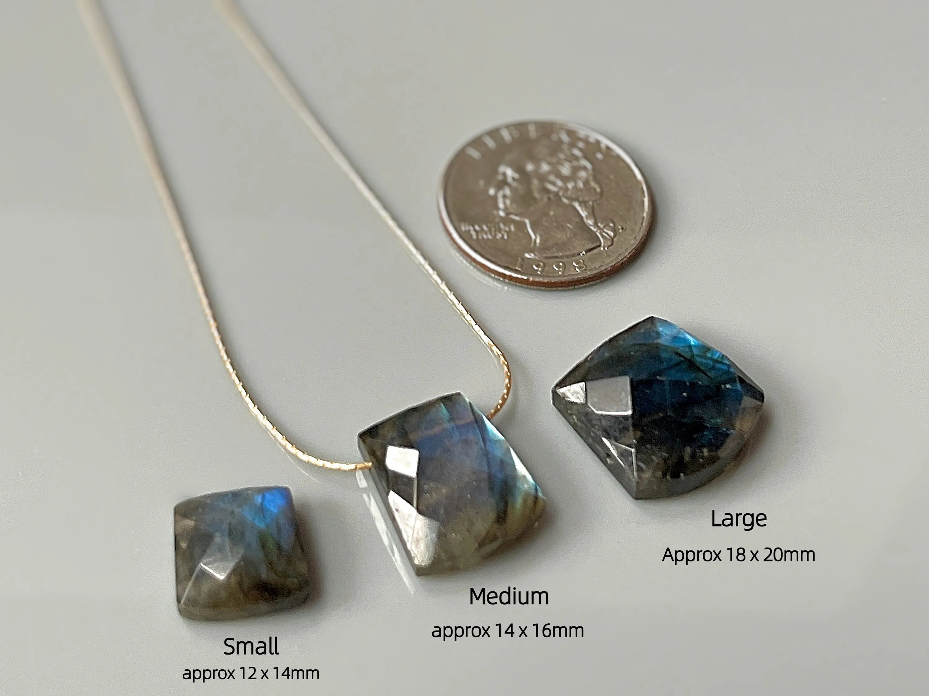 Labradorite Solitaire Necklace 14k gold, Sterling Silver