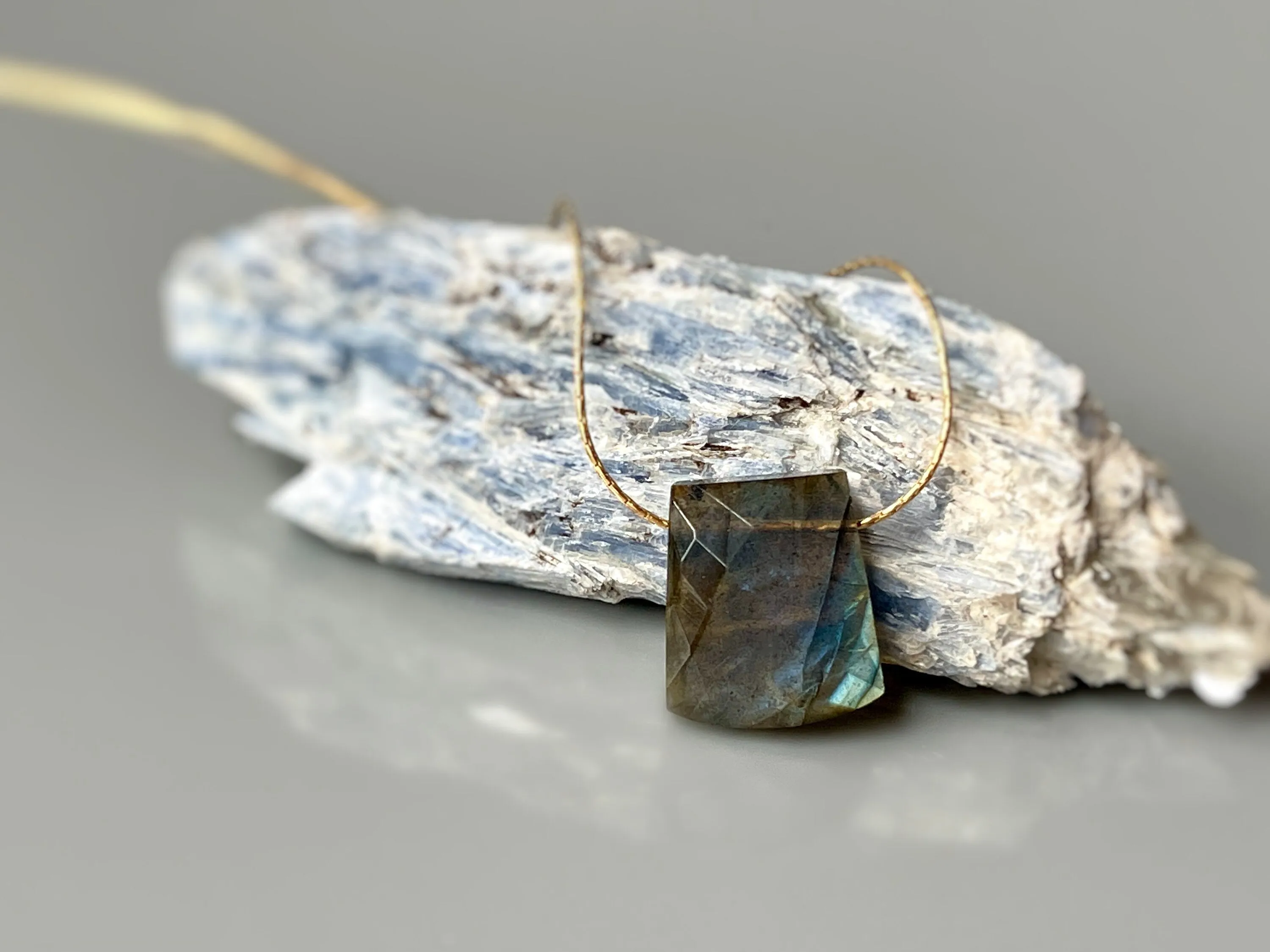 Labradorite Solitaire Necklace 14k gold, Sterling Silver