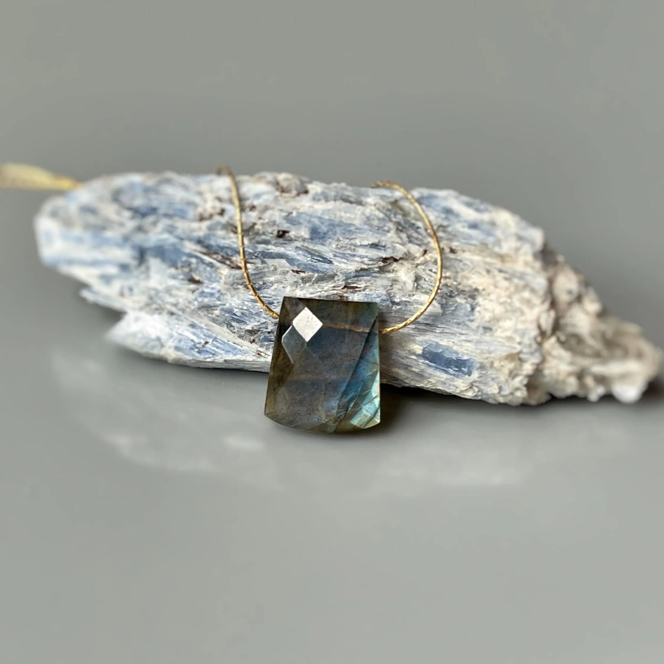Labradorite Solitaire Necklace 14k gold, Sterling Silver