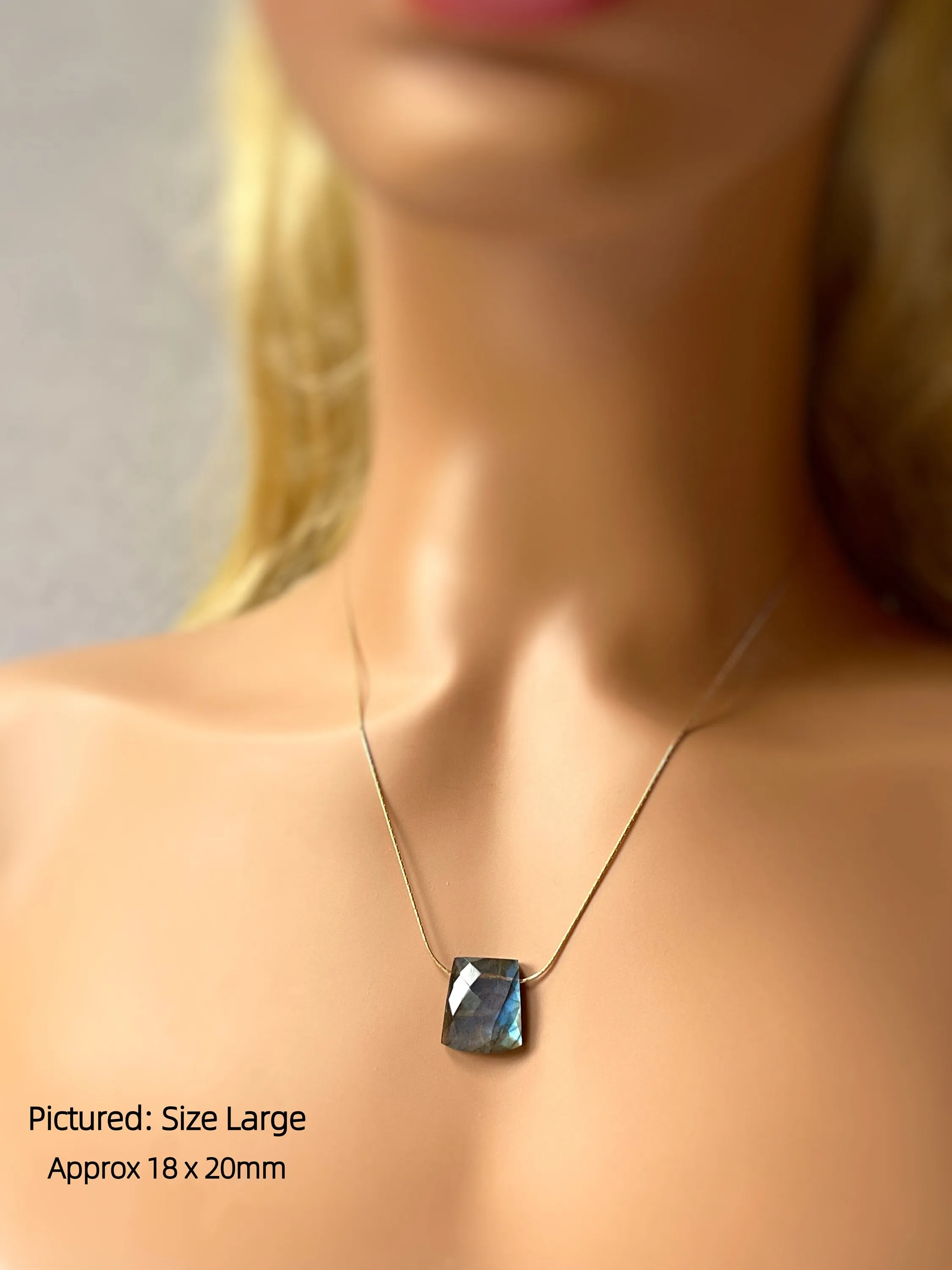 Labradorite Solitaire Necklace 14k gold, Sterling Silver