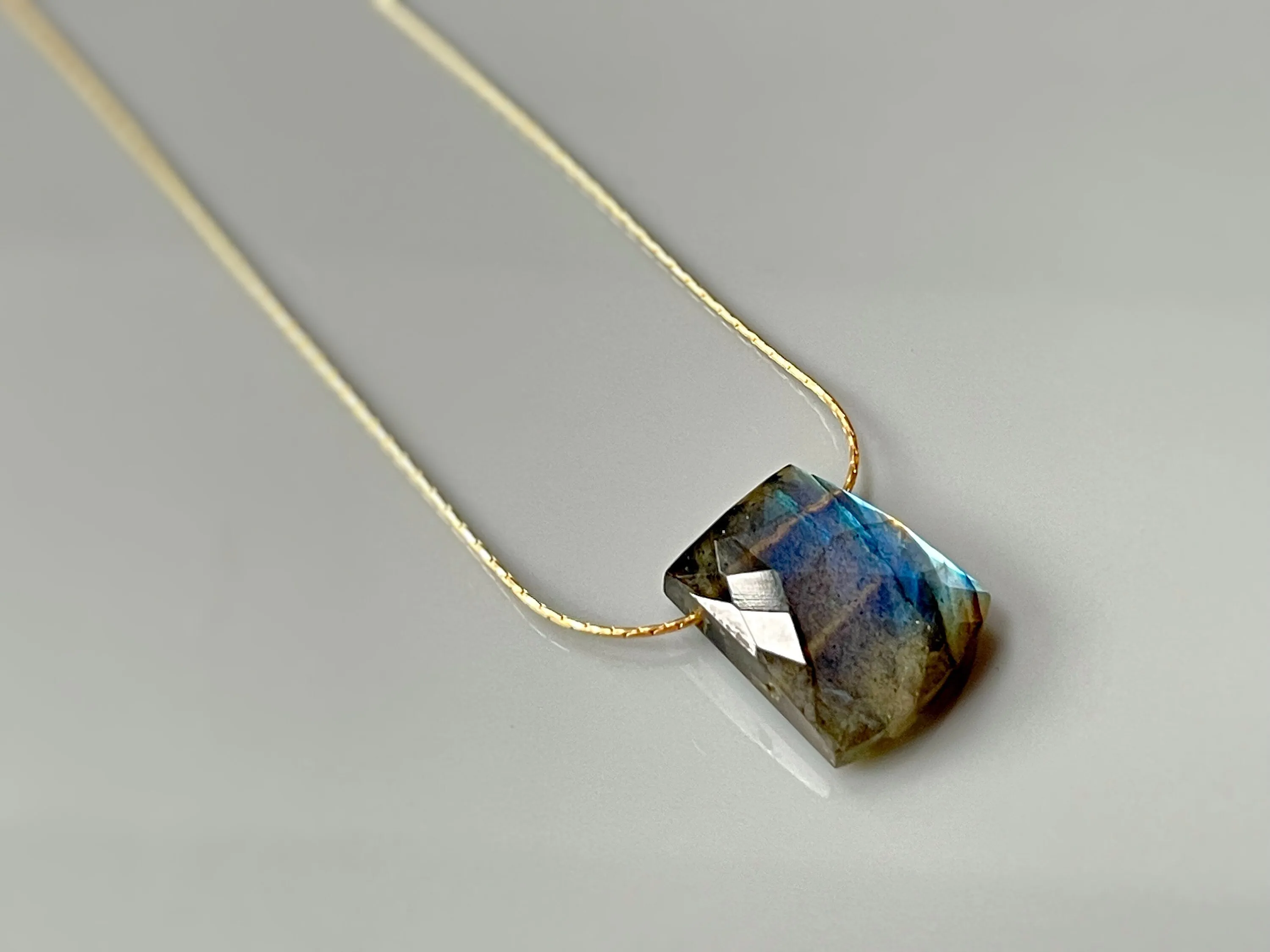 Labradorite Solitaire Necklace 14k gold, Sterling Silver