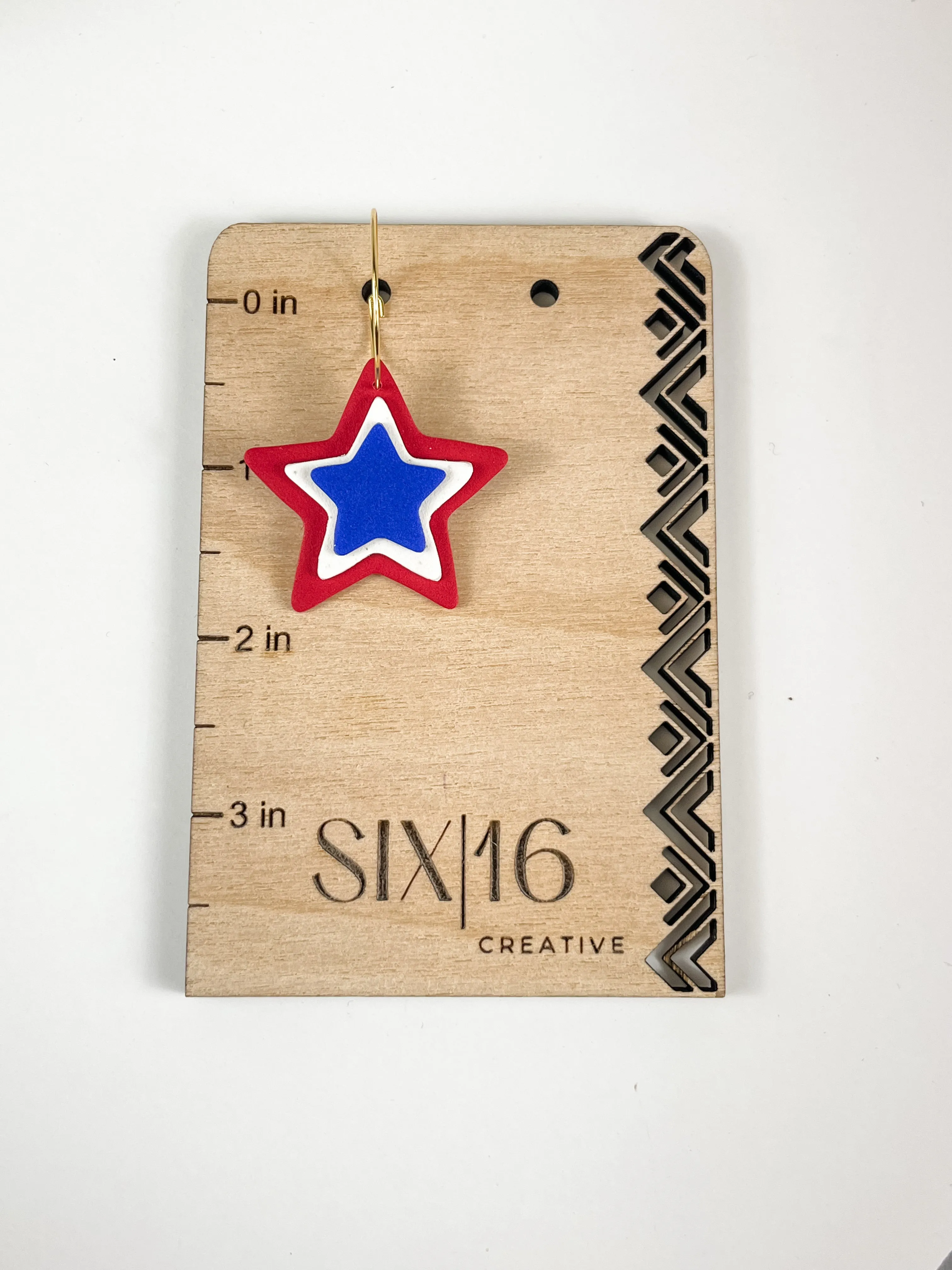 Red, White and Blue Star Clay Earrings